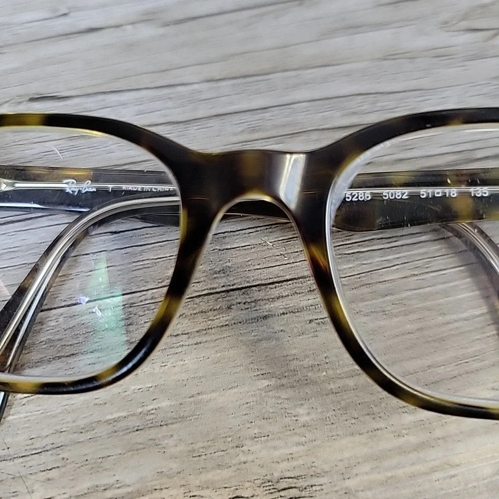 Ray-Ban Eyeglasses RB 5286 5082 Polished Havana on Clear Square Frames 51-18 135